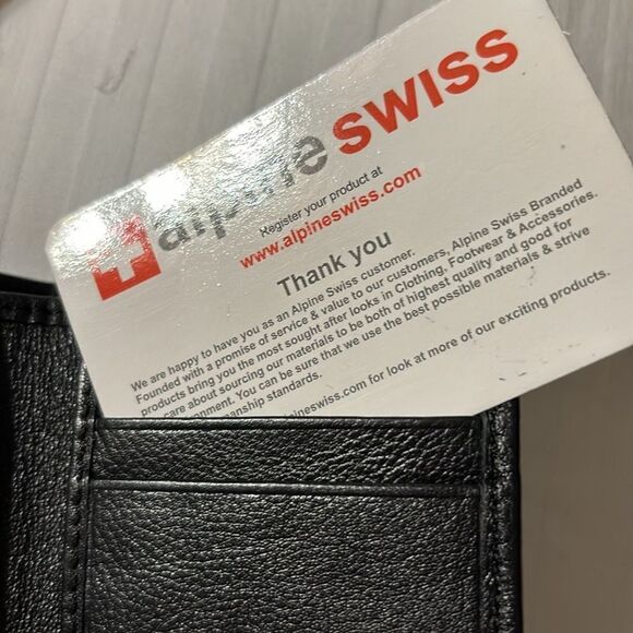 Alpine Swiss men's black trifold genuine leather wallet.  NWT - Picture 11 of 13